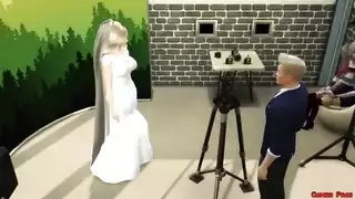 تصوير زفاف صريح: عروس تمارس الجنس بوضعية الكلب في ثوب الدانتيل